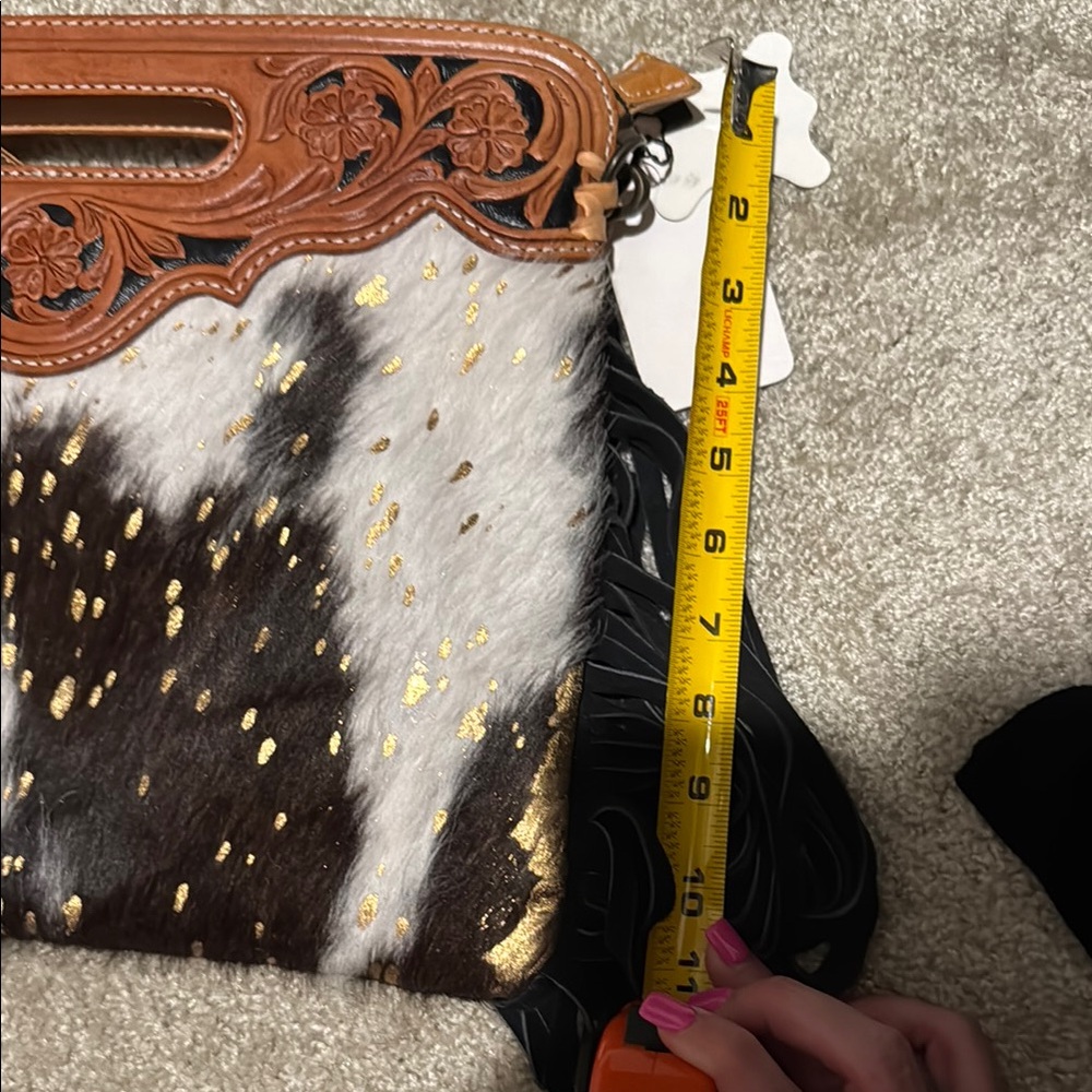 Fringed faux Leather and faux Cowhide Bag brand new - Picture 6 of 6